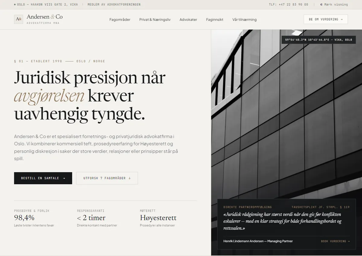 Designkonsept: Andersen & Co Advokatfirma