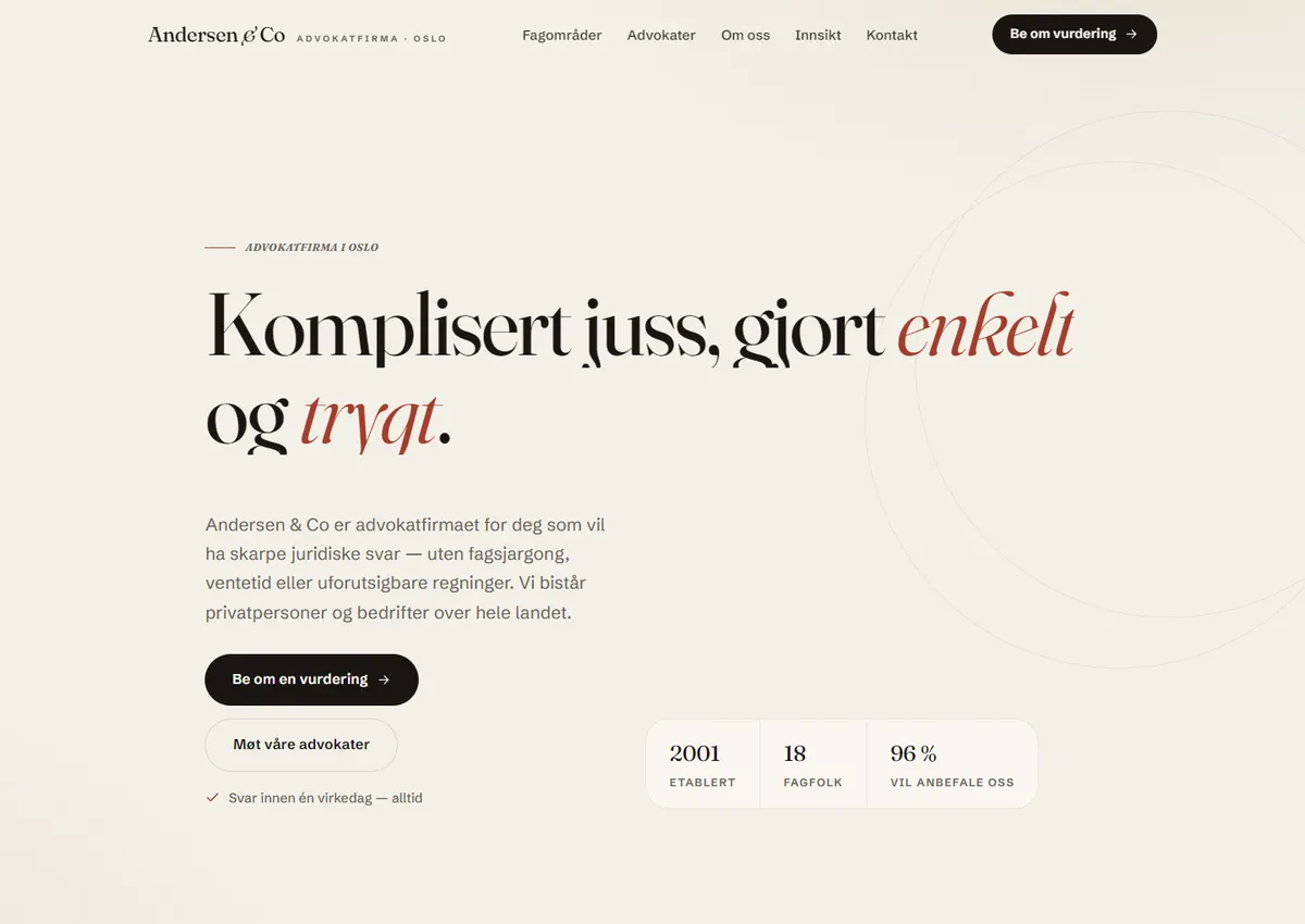 Designkonsept: Andersen & Co Advokatfirma