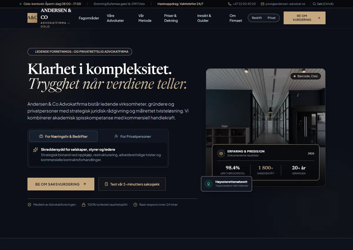 Designkonsept: Andersen & Co Advokatfirma