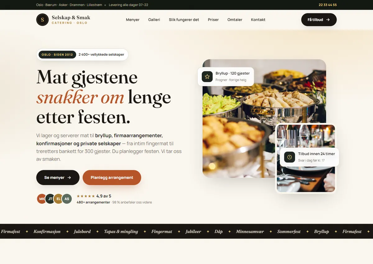 Designkonsept: Selskap & Smak Catering