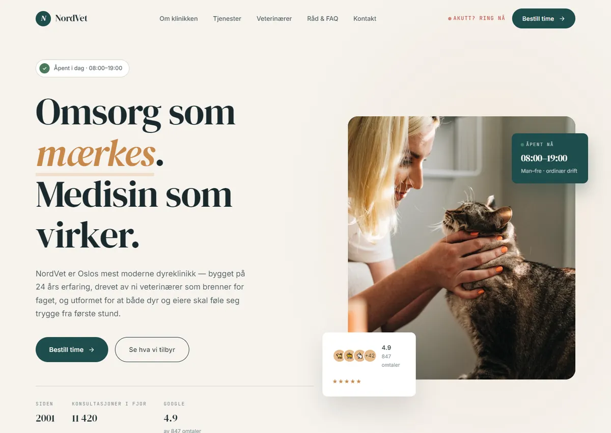 Designkonsept: NordVet Dyreklinikk