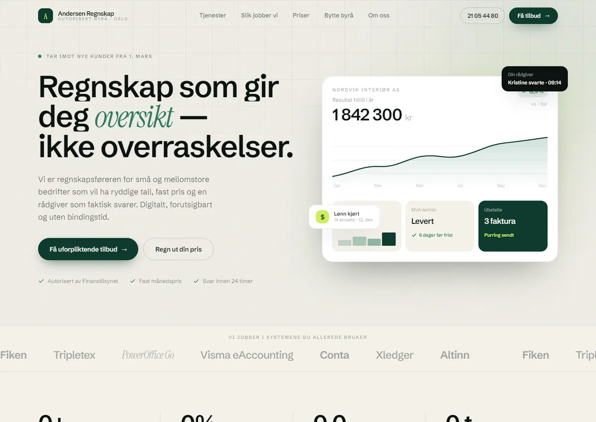 Designkonsept: Andersen Regnskap AS