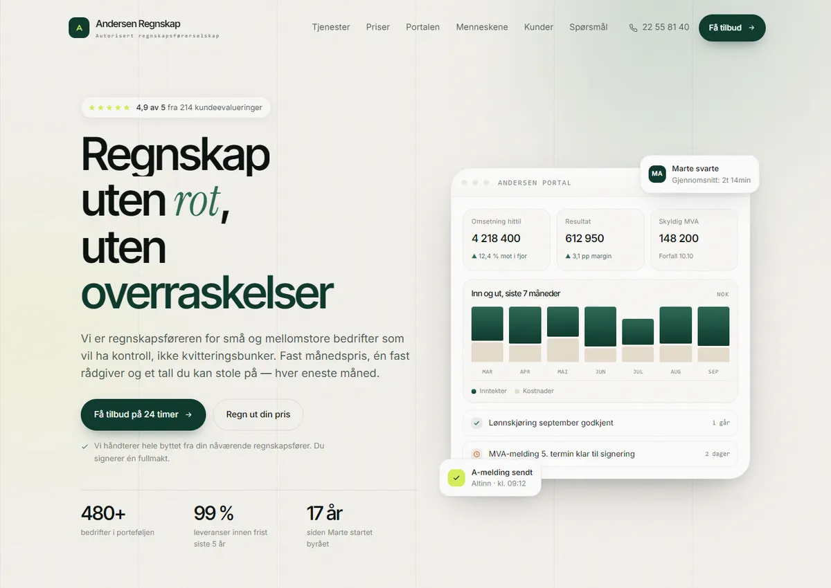Designkonsept: Andersen Regnskap AS