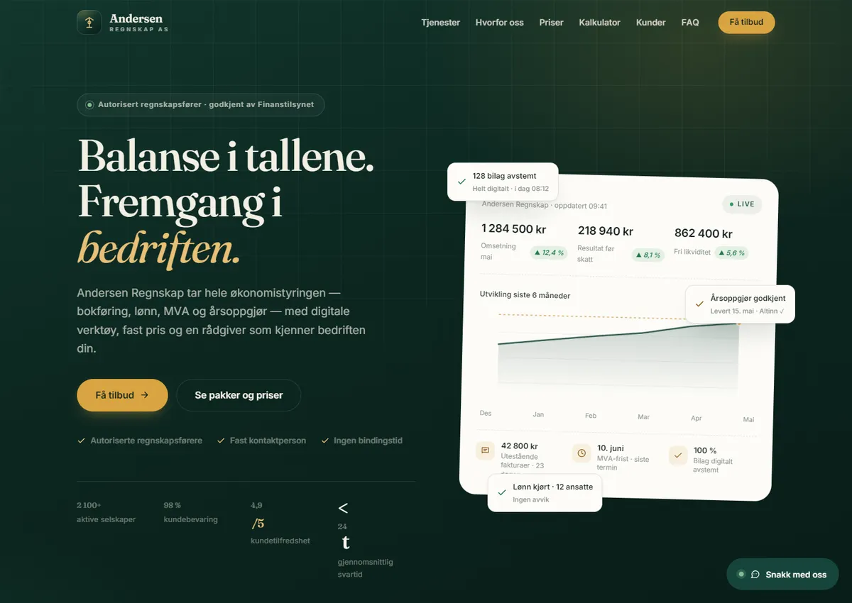 Designkonsept: Andersen Regnskap AS