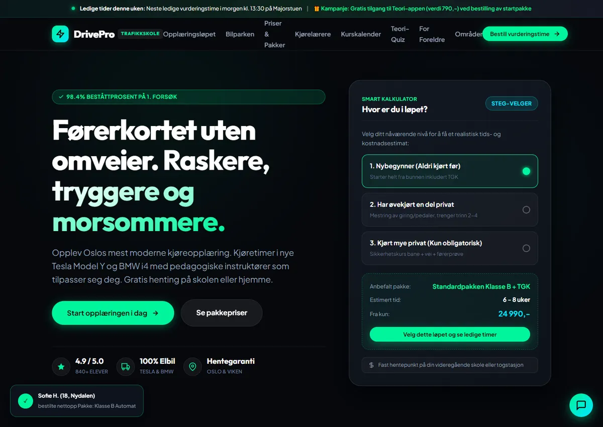 Designkonsept: DrivePro Trafikkskole