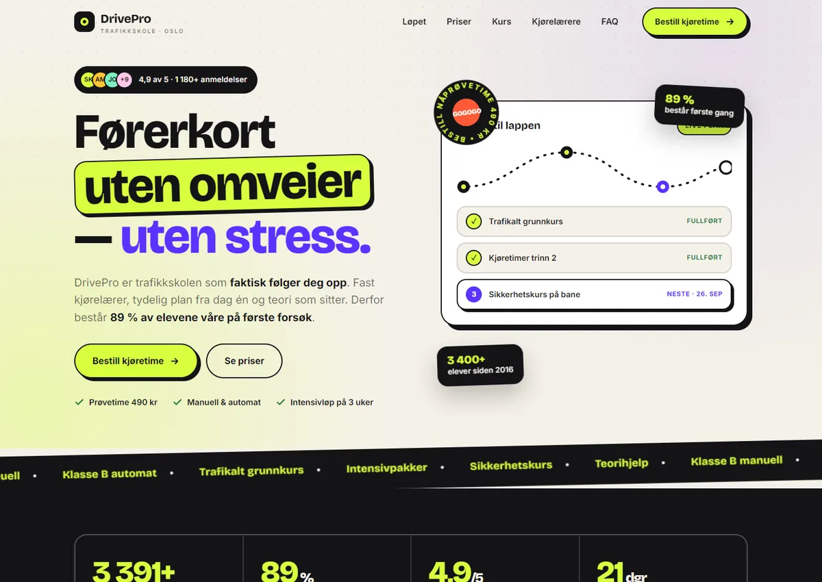 Designkonsept: DrivePro Trafikkskole